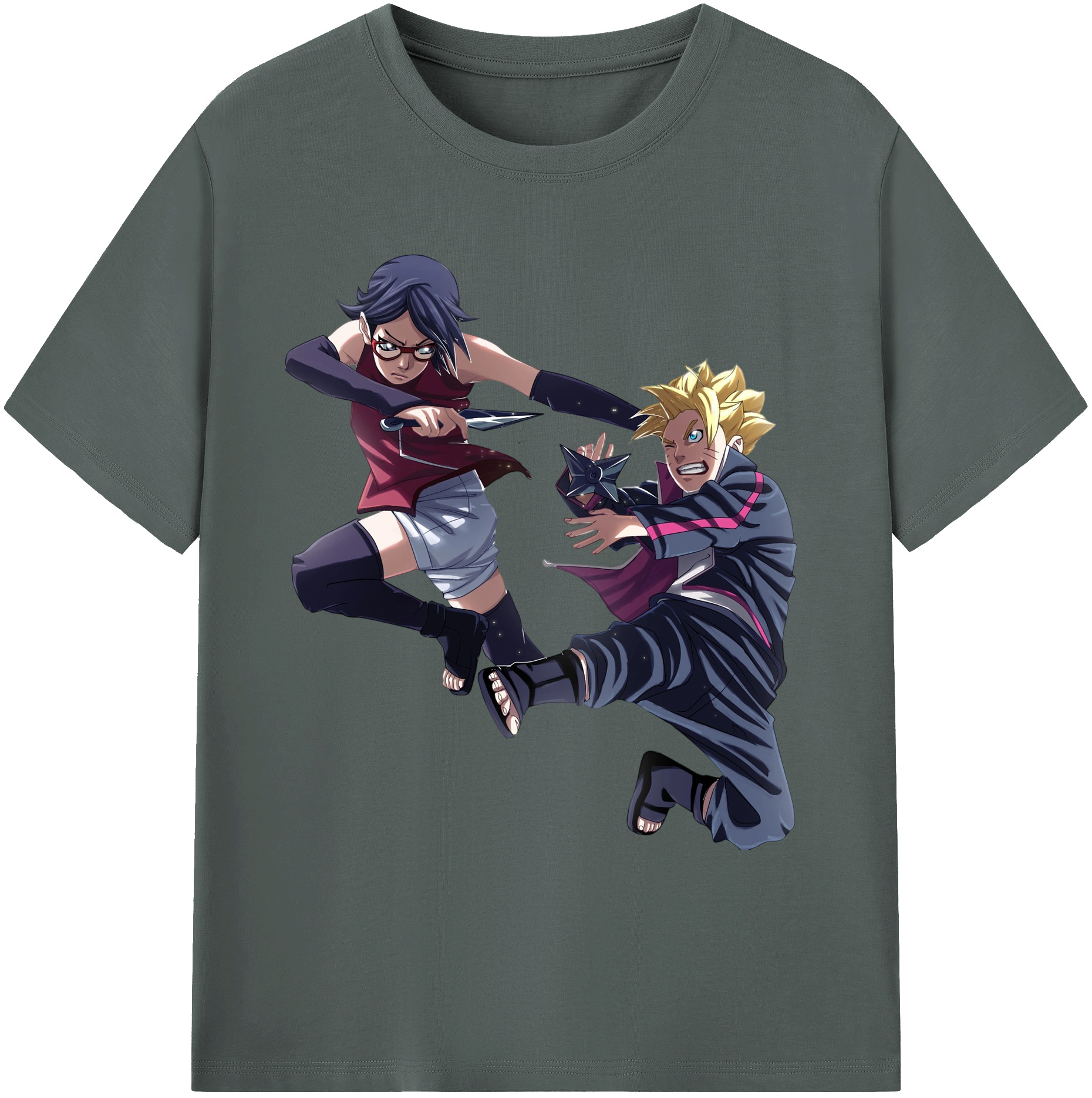 （画像用） NARUTO -ナルト- うちは サラダ Uchiha Sarada 綿100％ メンズ半袖Tシャツ｜肌触りやわらか＆通気性